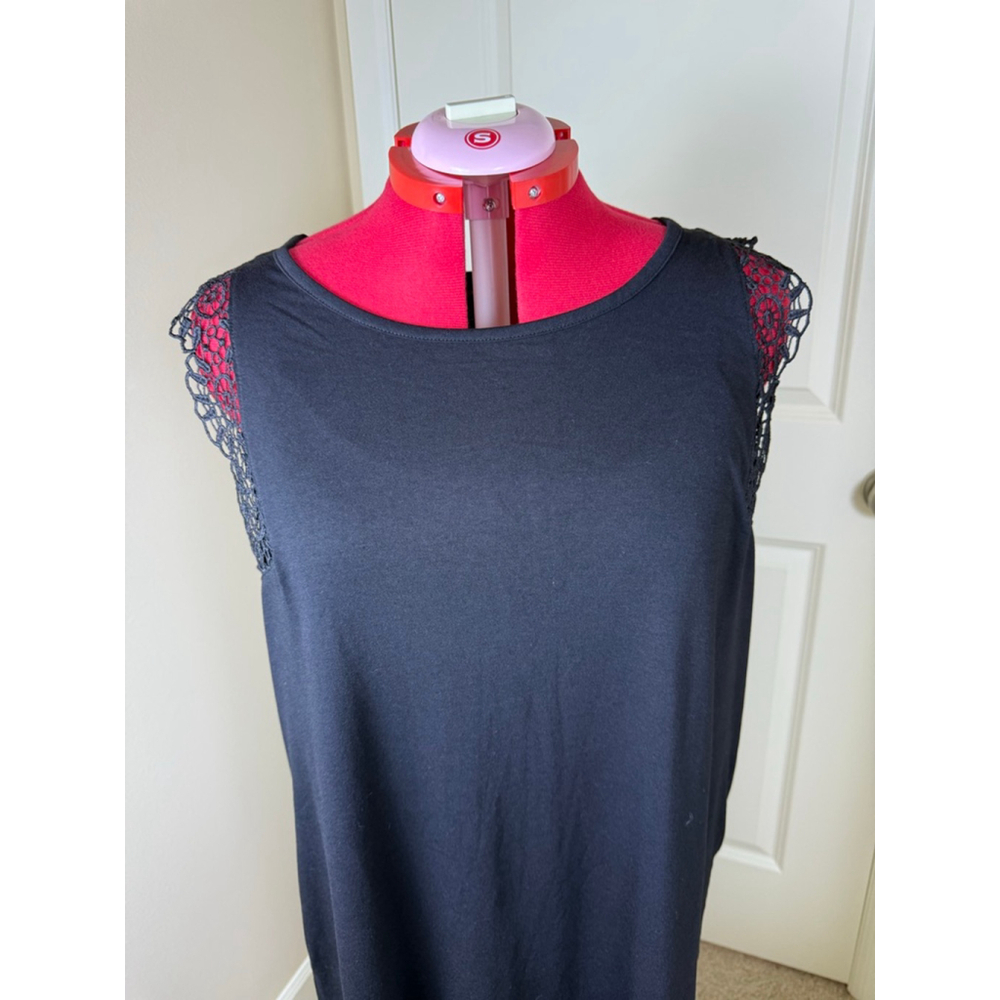 NWOT Women's Nina Leonard Black Lace Shoulder Sleeveless Dress XL - Picture 3 of 10